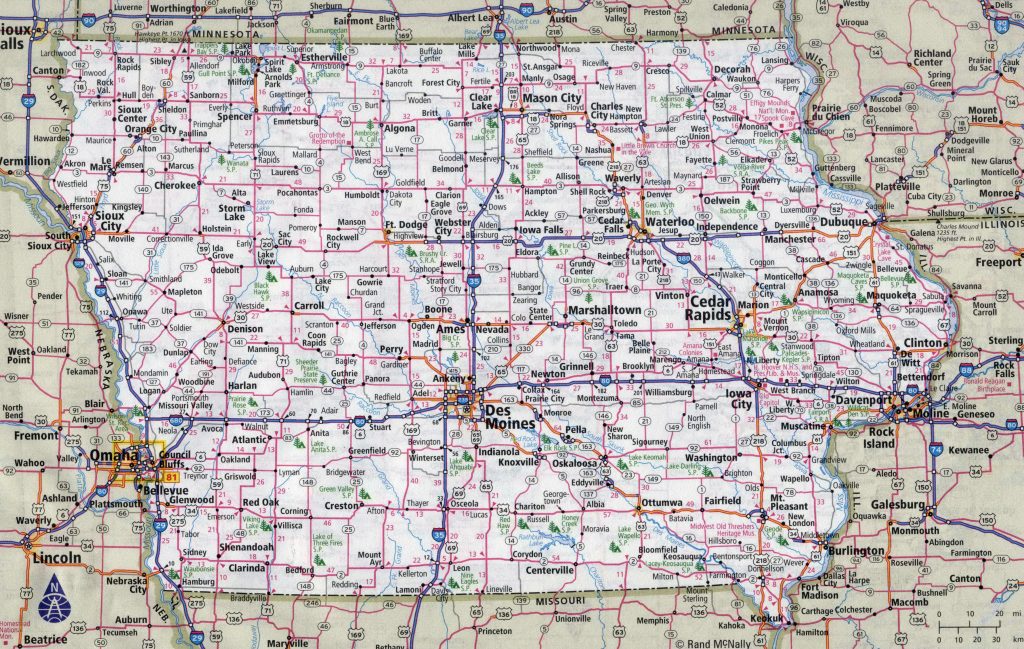 State Of Iowa Map Road D1softball With Regard To Printable Iowa Road Map 1024x649 