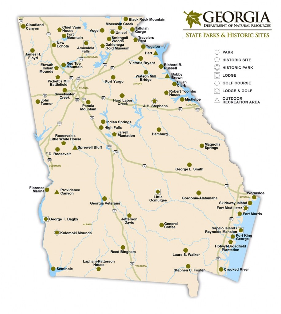 State Parks And Historic Sites Map Of Georgia regarding Printable Map Of Georgia