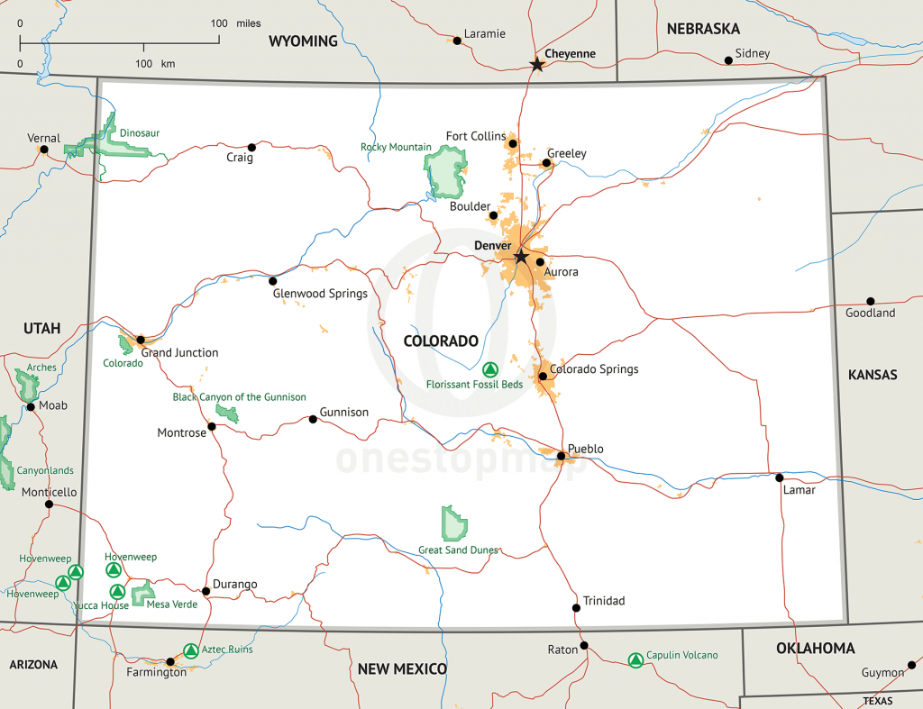 Stock Vector Map Of Colorado | One Stop Map throughout Printable Map Of Colorado
