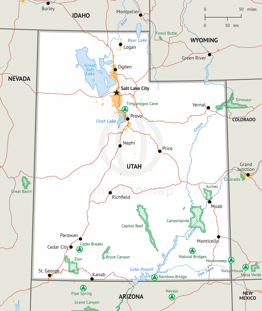 Stock Vector Map Of Utah | One Stop Map within Printable Map Of Utah