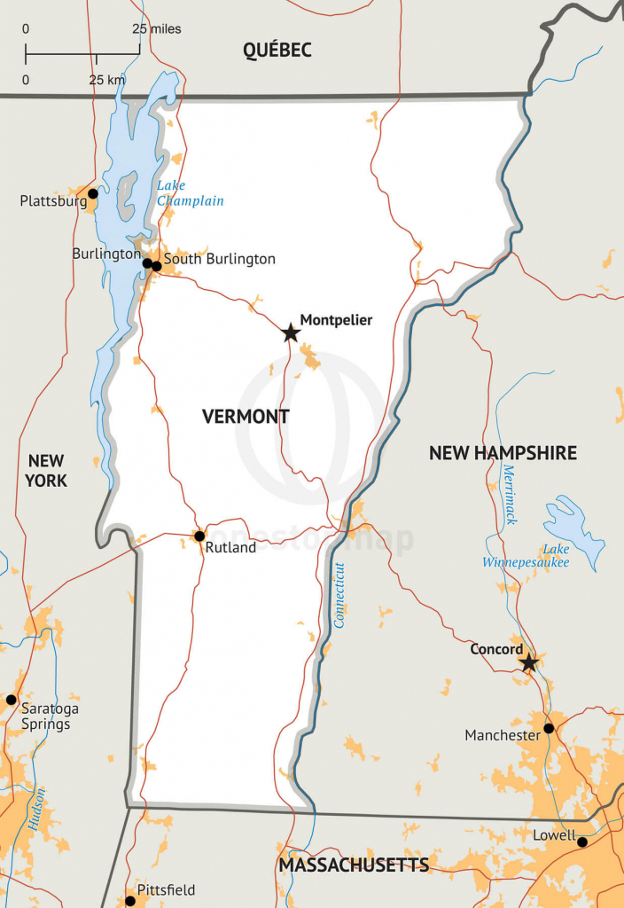 Stock Vector Map Of Vermont | One Stop Map for Printable Map Of Vermont