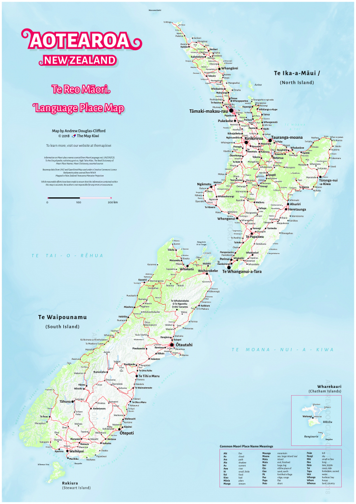 Te Reo Māori Map Of Aotearoa/new Zealand | The Map Kiwi with regard to Printable Map Of New Zealand