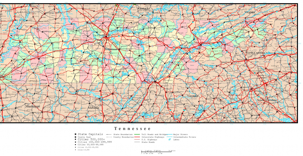 Tennessee Political Map with State Map Of Tennessee Printable