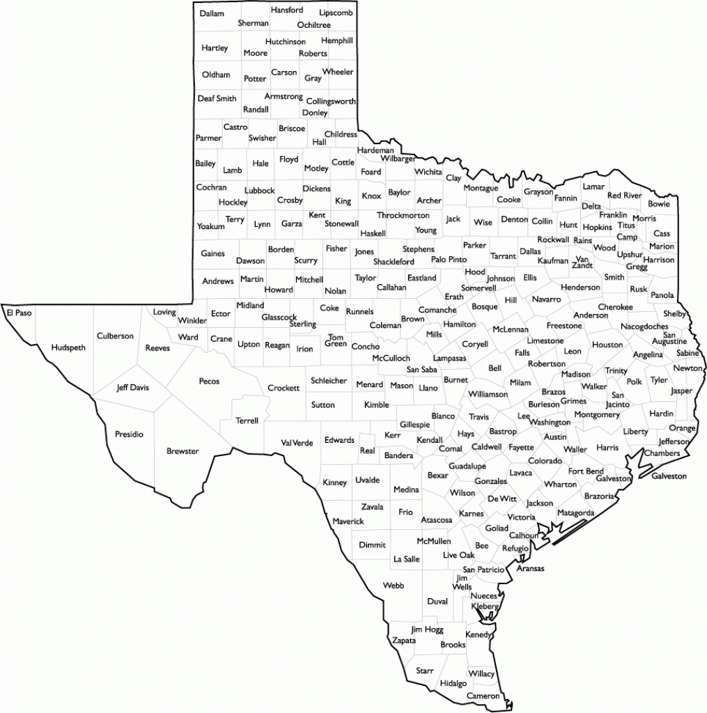 Texas County Map With Names intended for Printable Map Of Texas With Cities