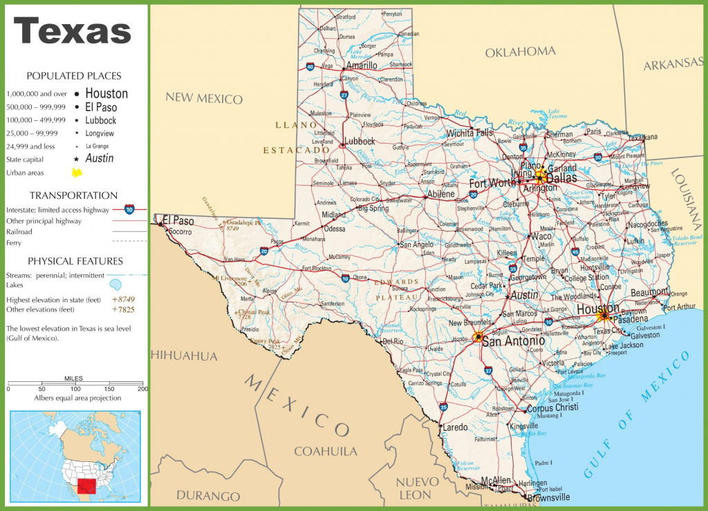 Texas Highway Map regarding Printable Map Of Texas