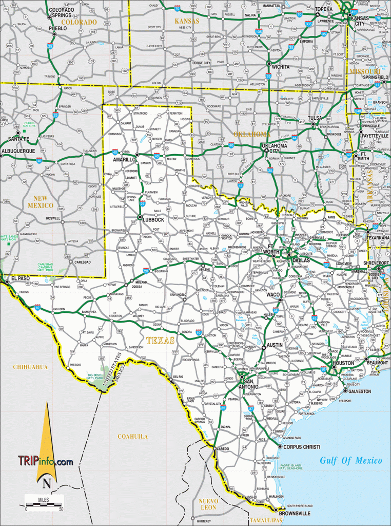 Texas Road Map with regard to Printable Texas Road Map