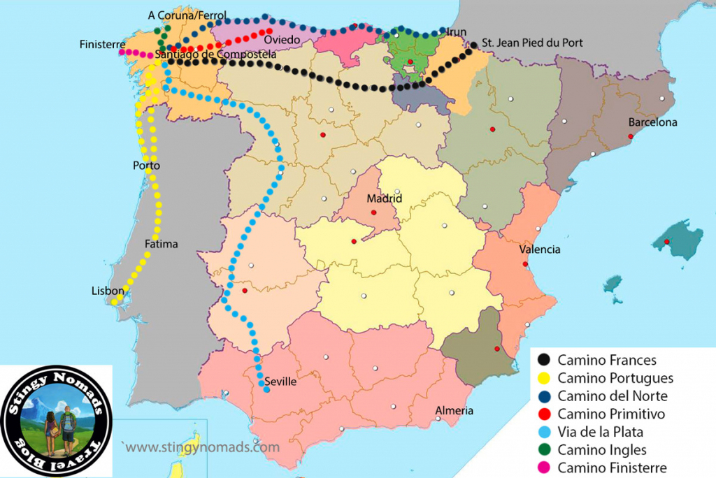 The Camino De Santiago - All You Need To Know - Stingy Nomads with regard to Printable Map Of Camino De Santiago