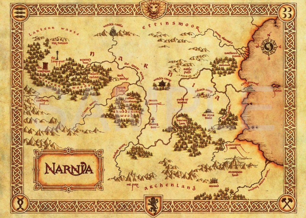 The Chronicles Of Narnia Map A3 Poster Art Print Hal584 | Harry for Printable Map Of Narnia
