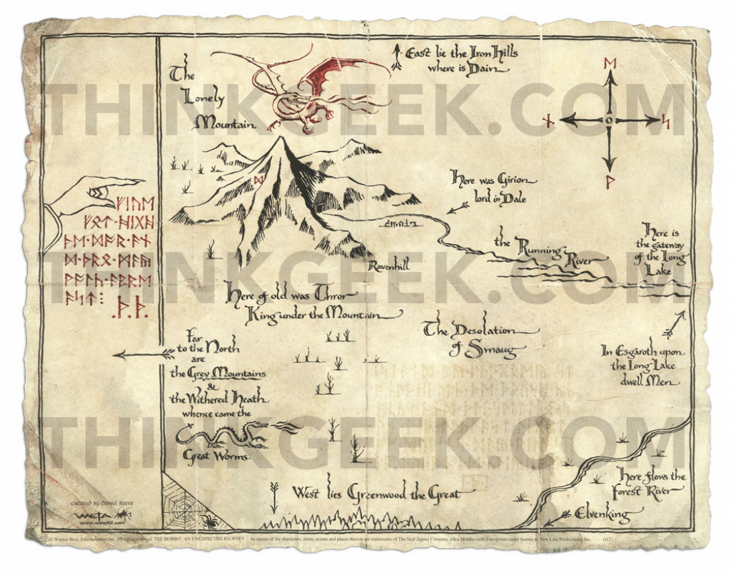 The Hobbit: Thorin&amp;#039;s Map Parchment Art Print | Thinkgeek inside Thror&amp;amp;#039;s Map Printable