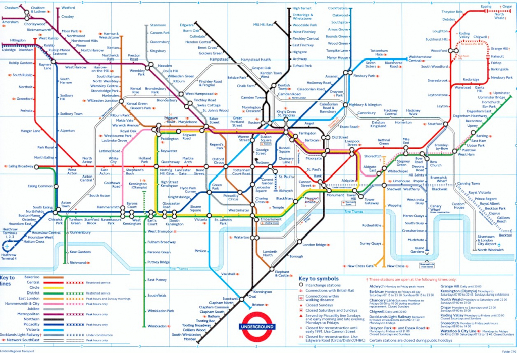 The London Tube Map Archive for London Underground Map Printable A4