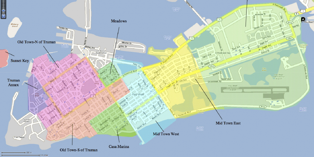 The Neighborhoods Of Key West | Historic Key West Vacation Rentals for Key West Street Map Printable