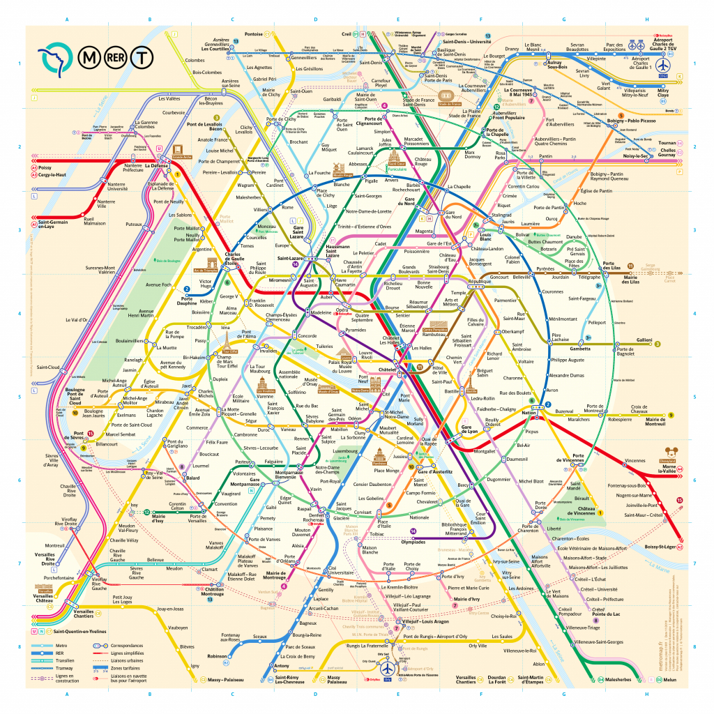 The New Paris Metro Map within Printable Paris Metro Map