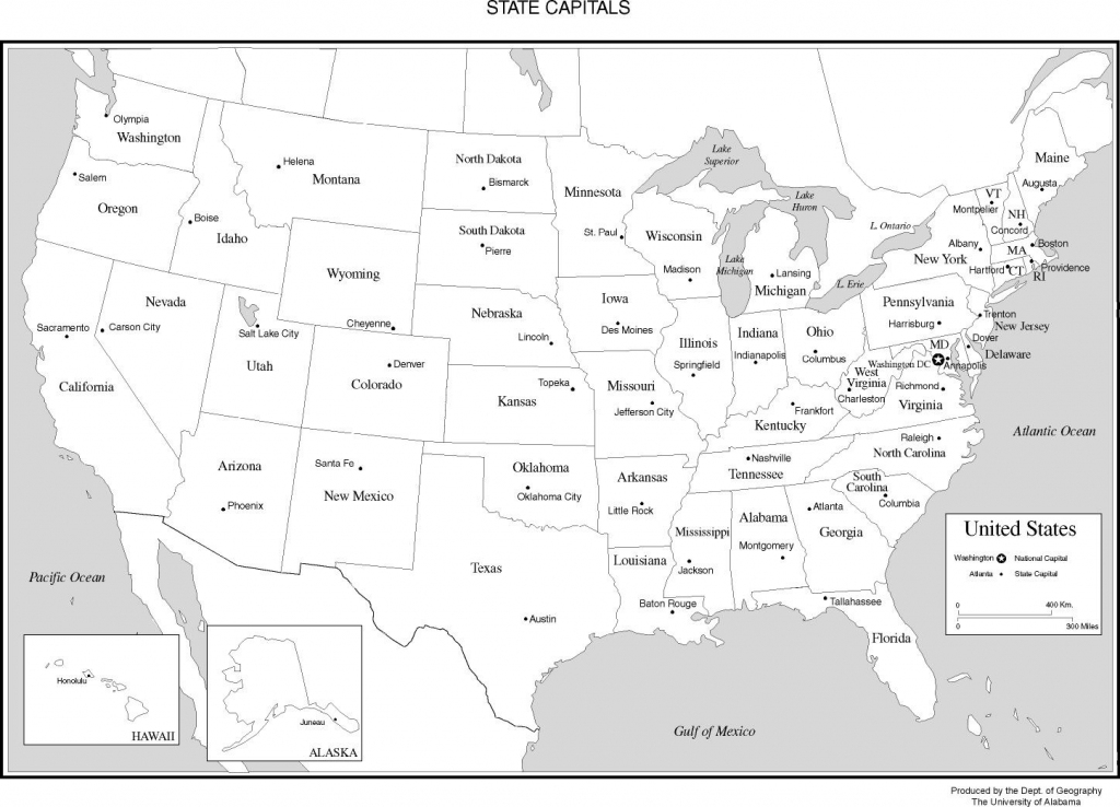 The Us Map With Capitals And Travel Information | Download Free The with Printable States And Capitals Map