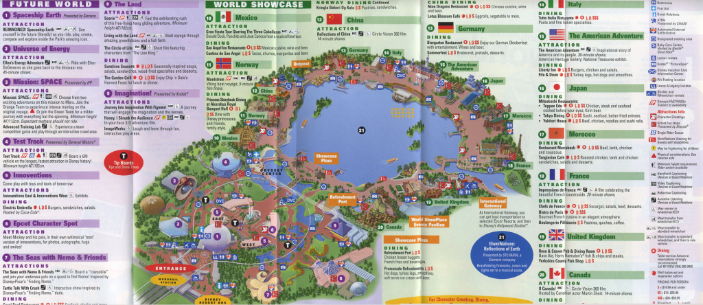 Theme Park Brochures Walt Disney World Epcot - Theme Park Brochures in Printable Map Of Epcot 2015
