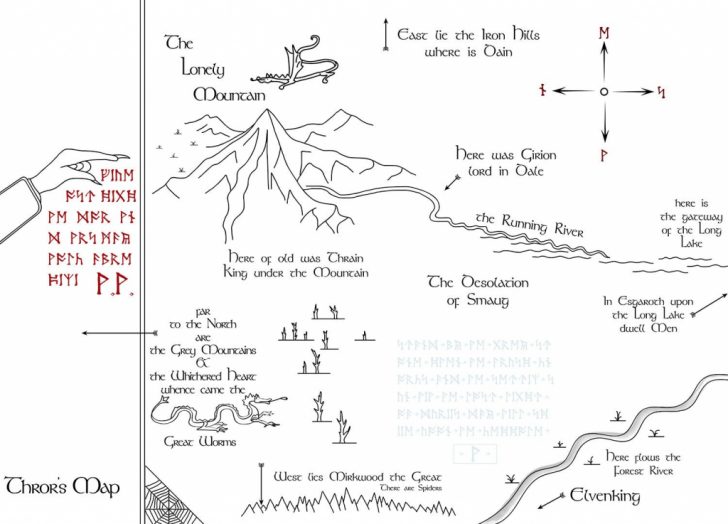 Thror's Map To Erebor  Etsy Intended For Thror's Map Printable 