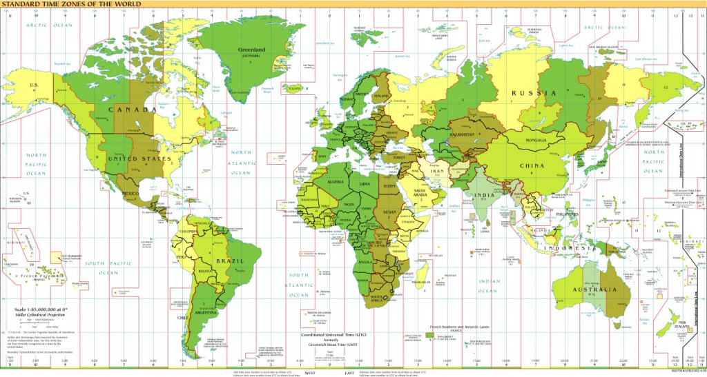 Time Zones Of The World Map (Large Version) pertaining to World Map Time Zones Printable Pdf