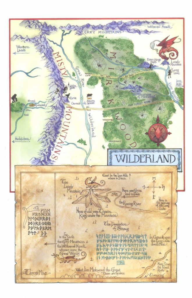 Tolkien&amp;#039;s Map Of The Wilderland And Thror&amp;#039;s Map.. | Diorama with Thror&amp;amp;#039;s Map Printable