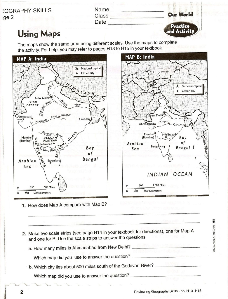 Topographic Map Reading Worksheet Answer Key - Briefencounters inside Printable Map Skills Worksheets