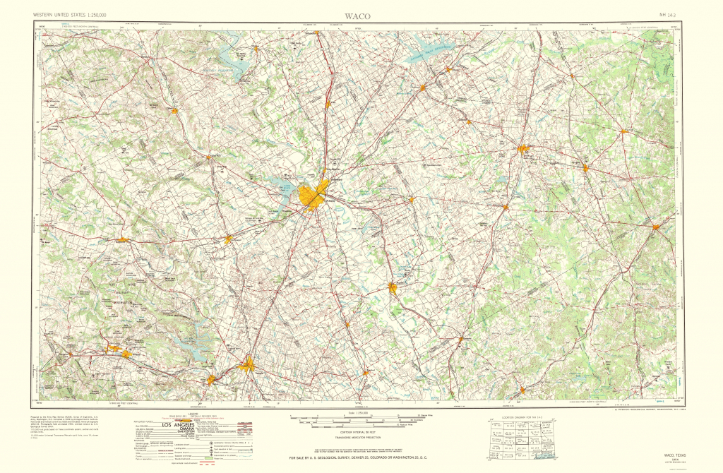 Topographical Map Print - Waco Texas Quad - Usgs 1964 - 23 X 35.15 in Printable Map Of Waco Texas