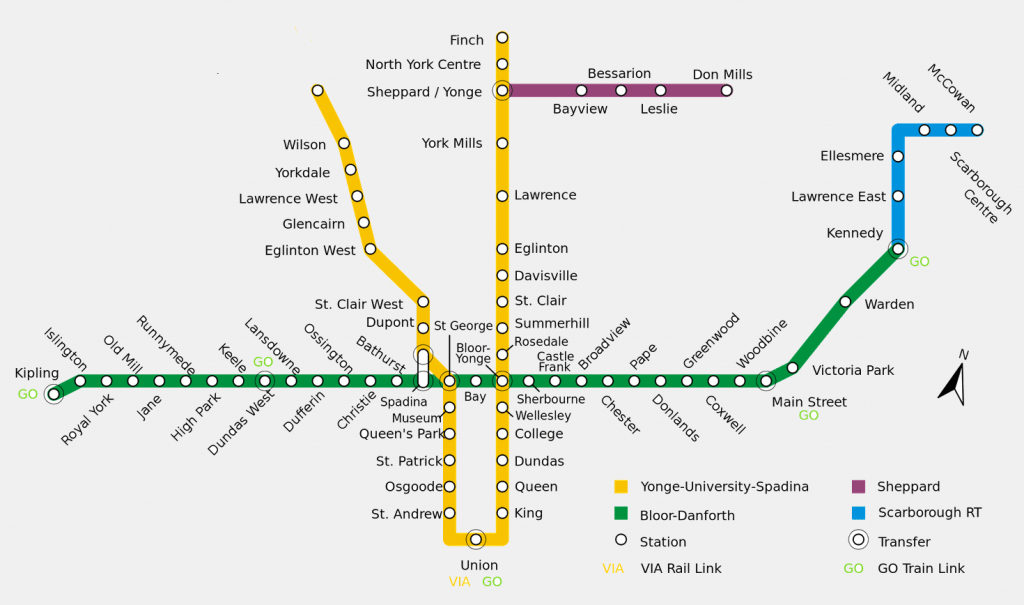 Toronto Subway And Rt Maps - Free Printable Maps intended for Toronto Subway Map Printable