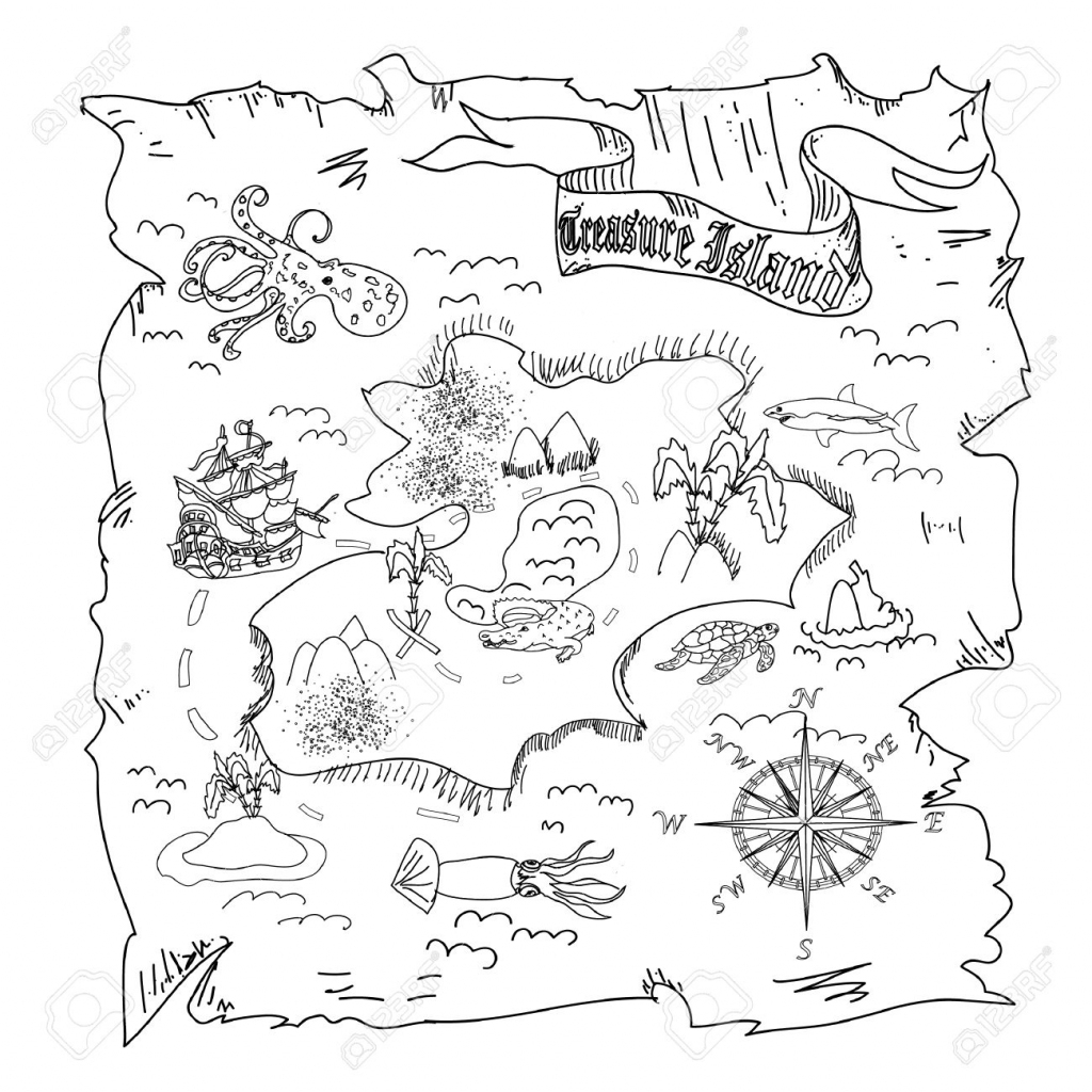 Treasure Island Map Kids Coloring Page Stock Photo, Picture And intended for Children&amp;#039;s Treasure Map Printable