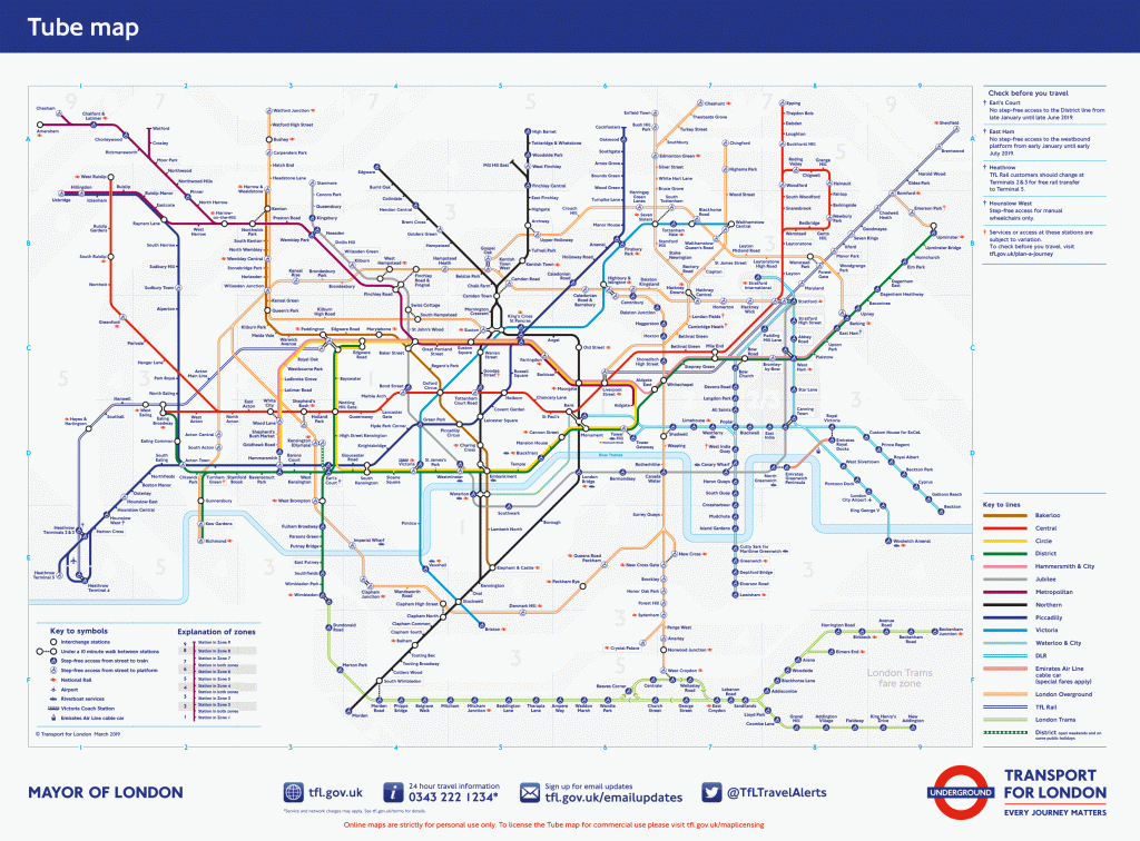 Tube - Transport For London inside Printable Map Of The London Underground