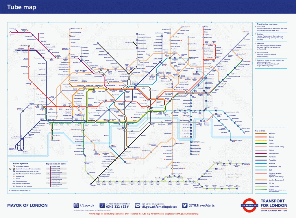 Tube - Transport For London - Printable London Underground Map inside Printable London Tube Map