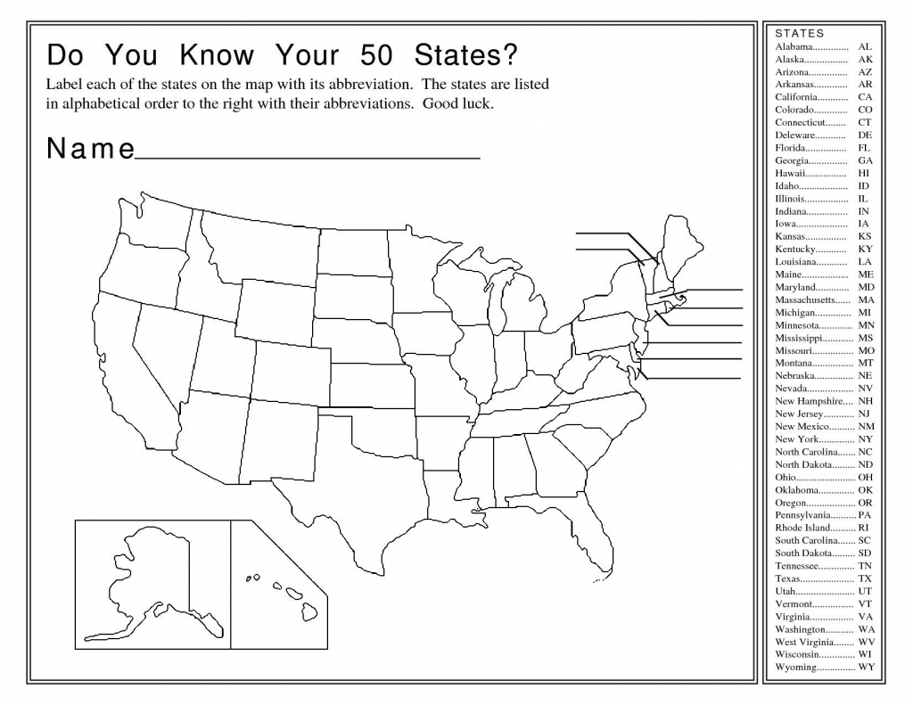 50 States And Capitals Map Quiz Printable Printable Maps