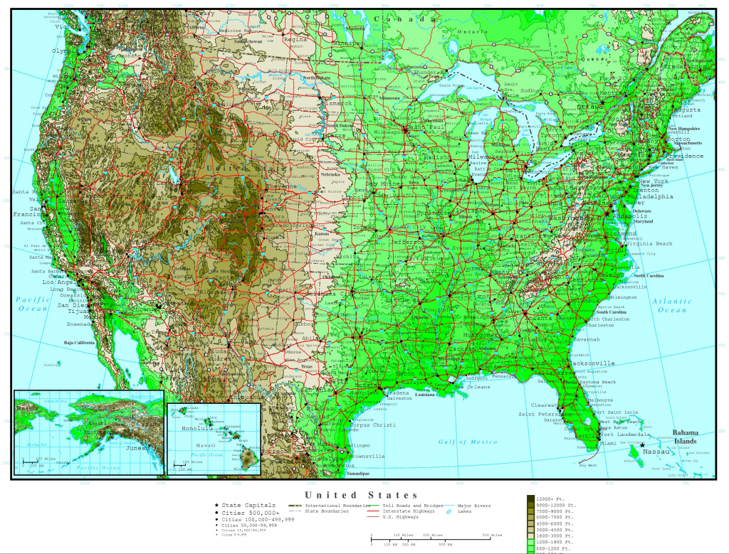 United States Elevation Map in Printable Topographic Map Of The United States