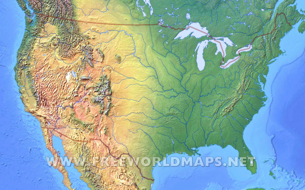 United States Physical Map intended for Physical Map Of The United States Printable