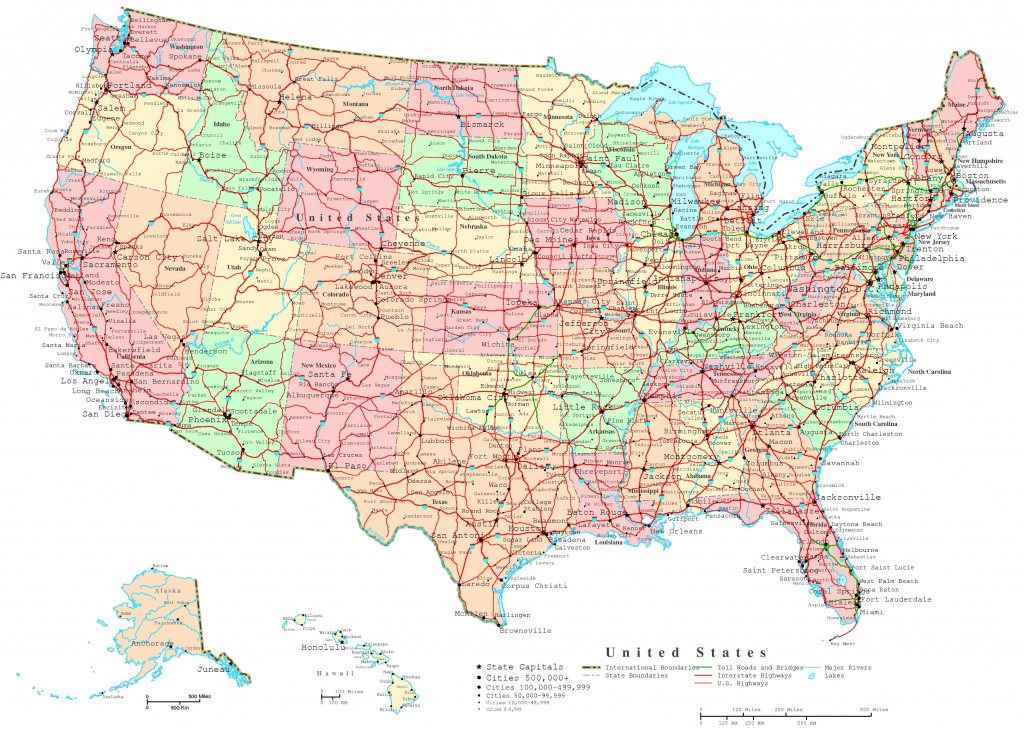 United States Printable Map intended for United States Color Map Printable