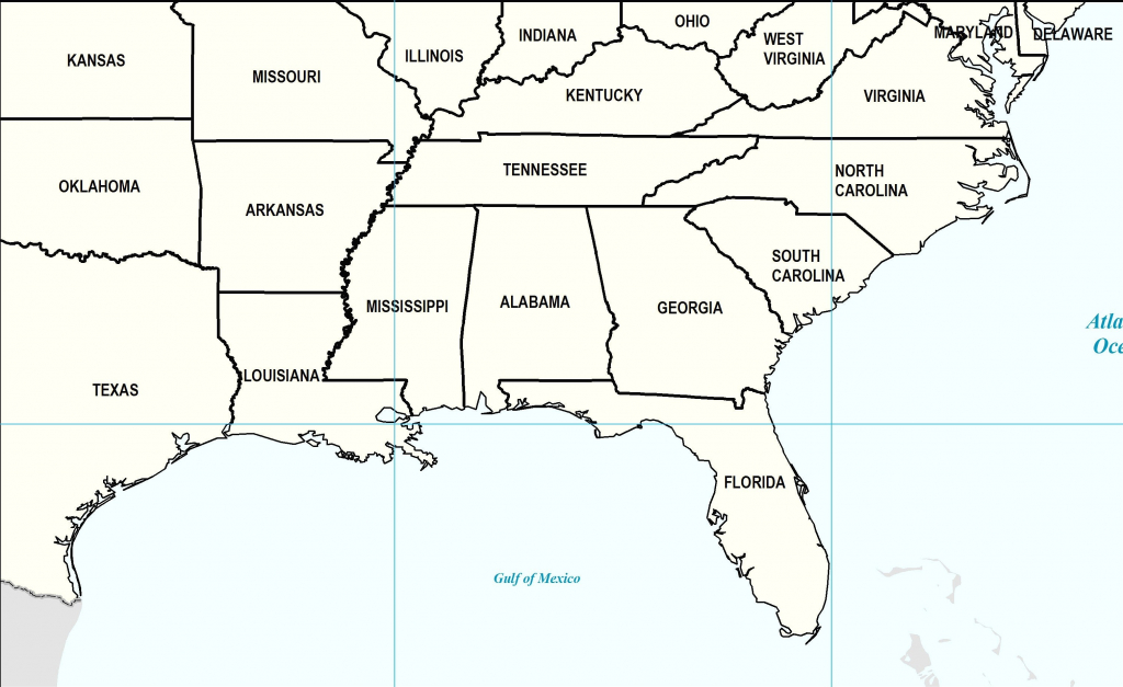 Us Map Southeast Printable East Coast Of The United States Free throughout Printable Map Of Southeast United States