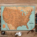 Us Map With Pins Poster Print United States Travel Map For | Etsy Inside Printable Map With Pins