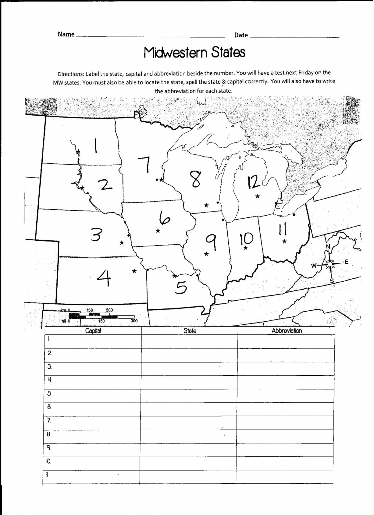 Us Midwest Region Map Blank Labelmidwest.gif Awesome Midwest Region inside States And Capitals Map Quiz Printable