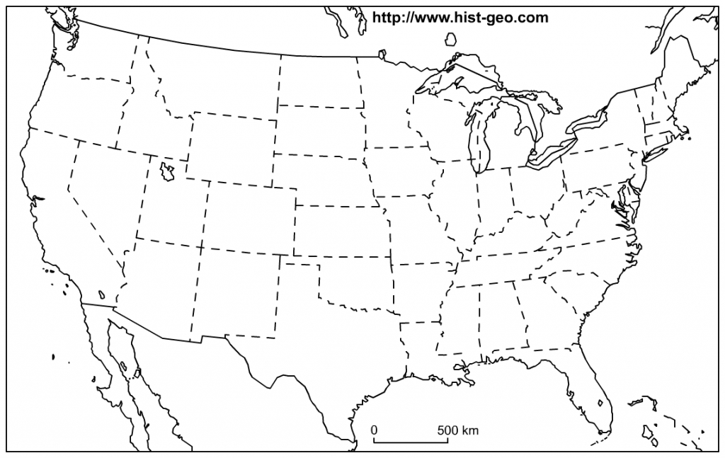 Us States Blank Map (48 States) in Free Printable Outline Map Of United States