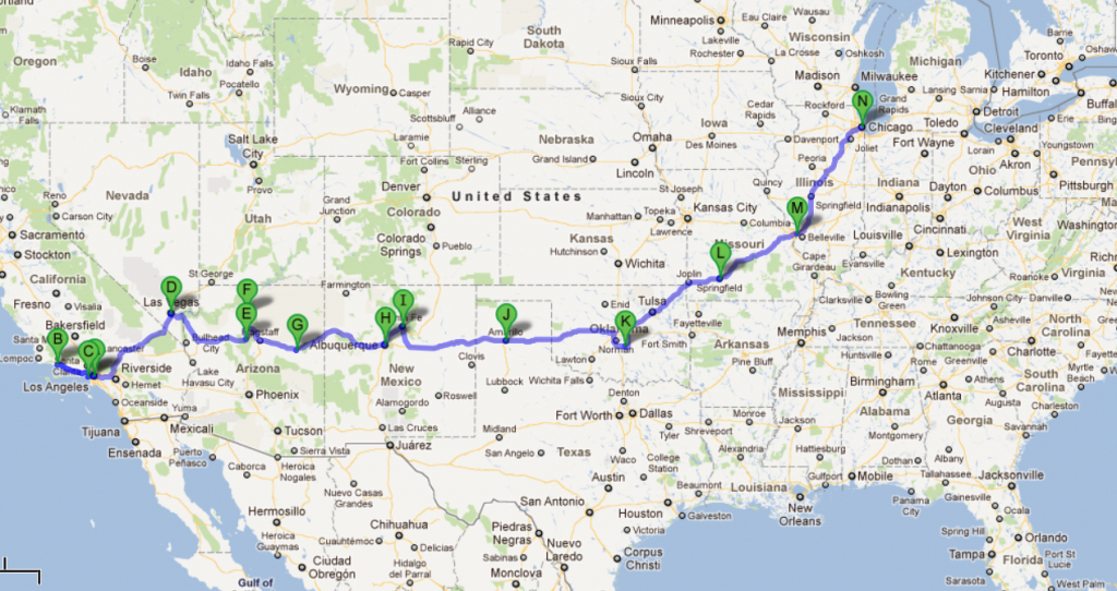 Usa 2012 – Cali + Route 66 | Places To Visit | Route 66 Road Trip intended for Printable Route Maps