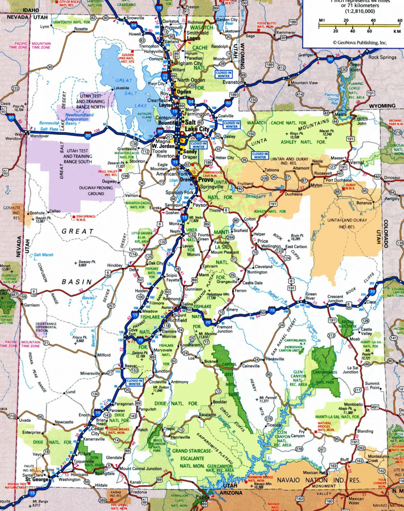 Utah Road Map in Printable Map Of Utah