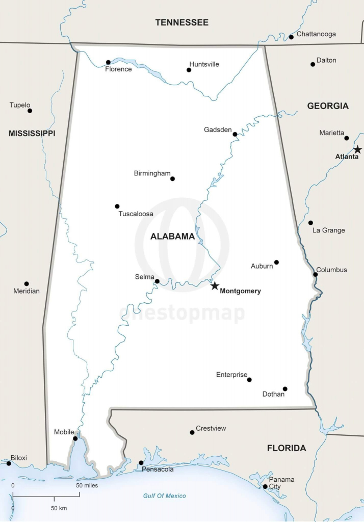 Vector Map Of Alabama Political | One Stop Map within Printable Map Of Alabama