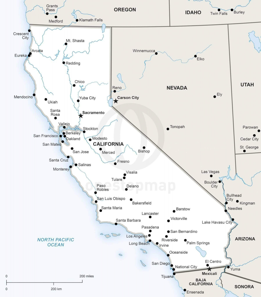 Vector Map Of California Political | One Stop Map within Printable Map Of California