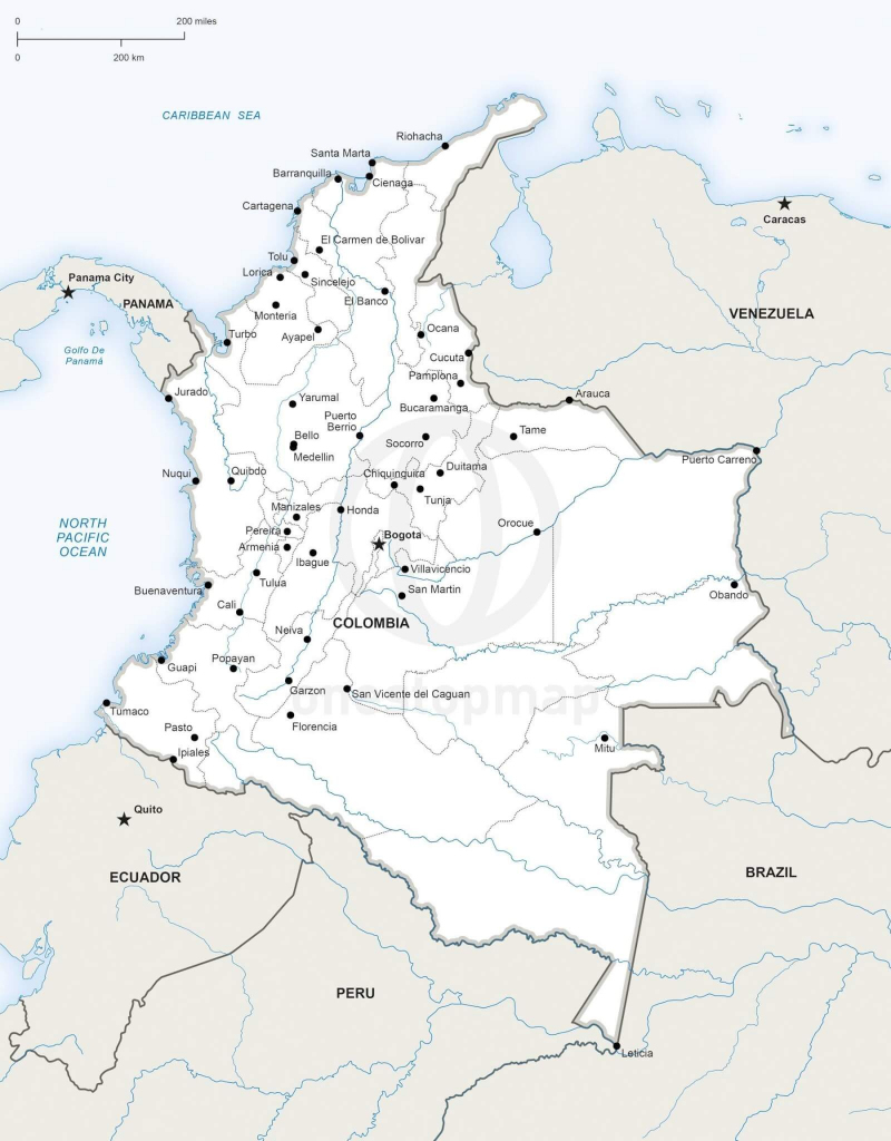 Vector Map Of Colombia Political | One Stop Map in Printable Map Of Colombia