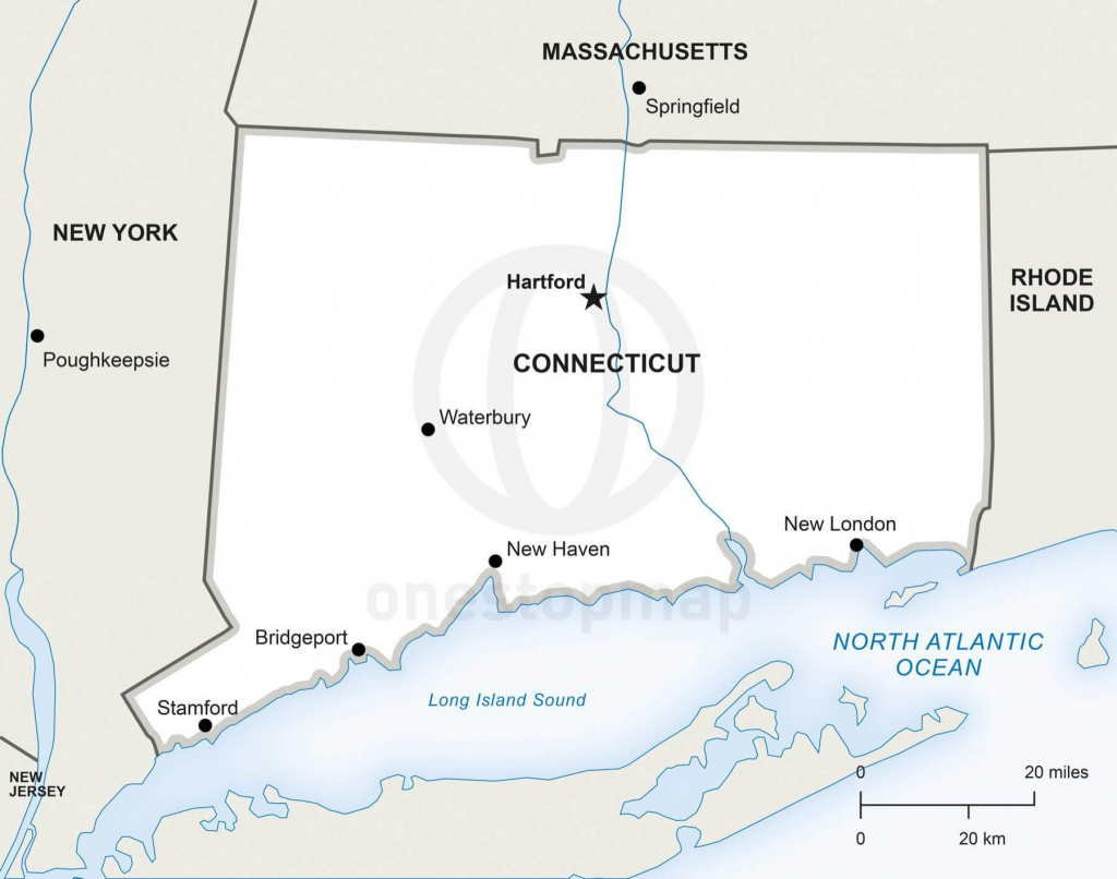 Vector Map Of Connecticut Political | One Stop Map within Printable Map Of Connecticut