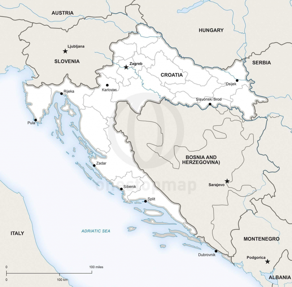 Vector Map Of Croatia Political | One Stop Map in Printable Map Of Croatia