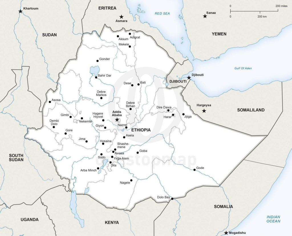 Vector Map Of Ethiopia Political | One Stop Map intended for Printable Map Of Ethiopia