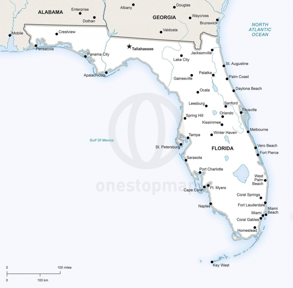 Vector Map Of Florida Political | One Stop Map for Printable Map Of Florida
