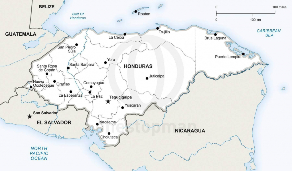 Vector Map Of Honduras Political | One Stop Map with Printable Map Of Honduras