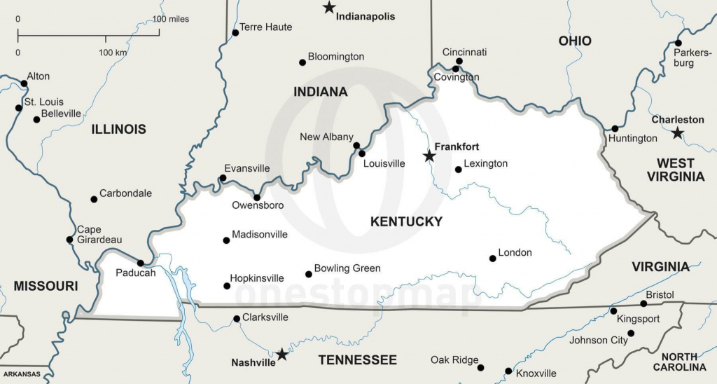 Vector Map Of Kentucky Political | One Stop Map within Printable Map Of Kentucky
