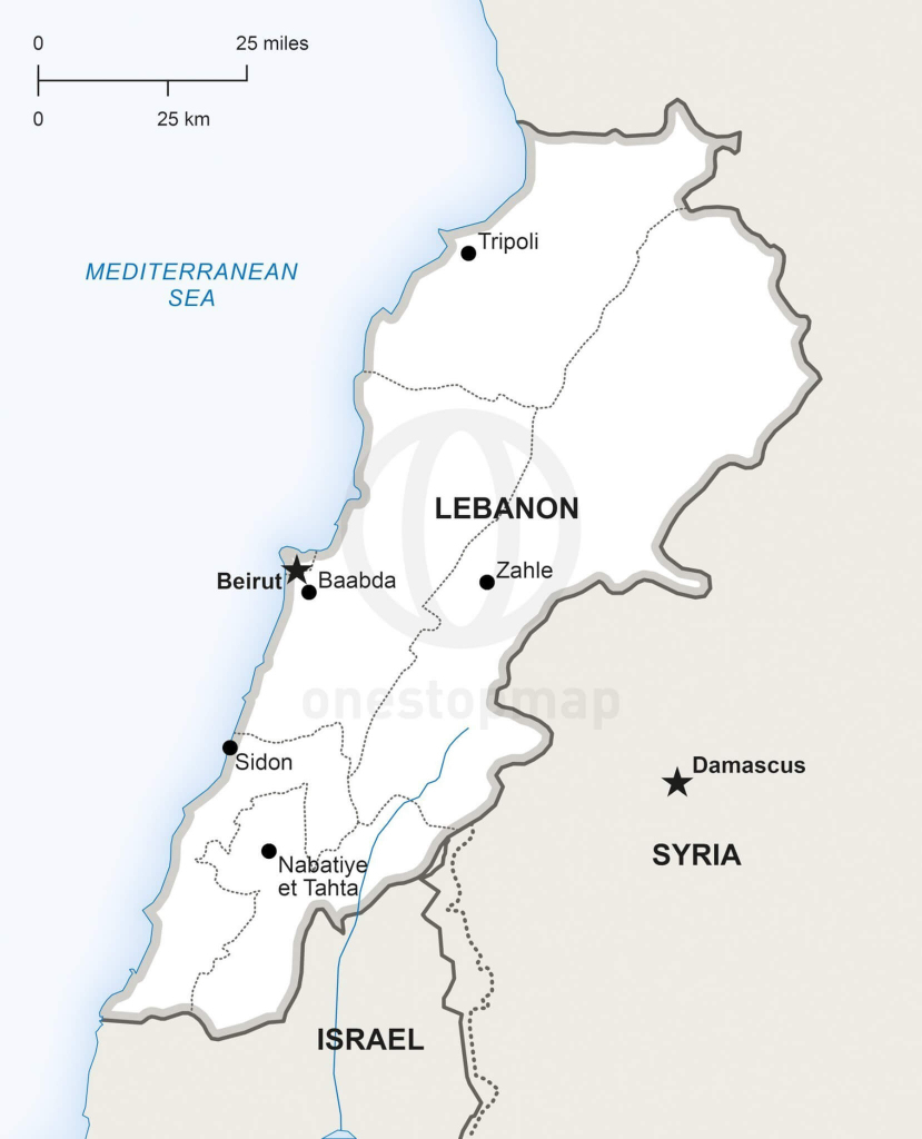 Vector Map Of Lebanon Political | One Stop Map inside Printable Map Of Lebanon