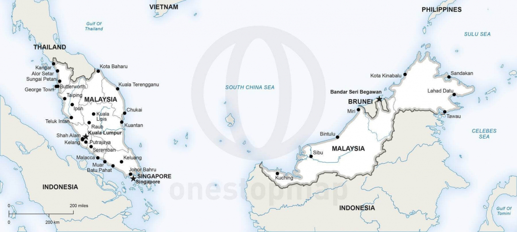Vector Map Of Malaysia Political | One Stop Map within Printable Map Of Malaysia
