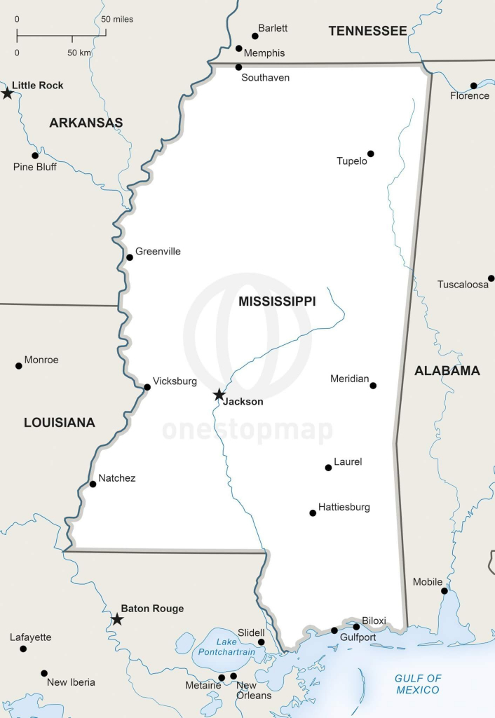 Vector Map Of Mississippi Political | One Stop Map with Printable Map Of Mississippi