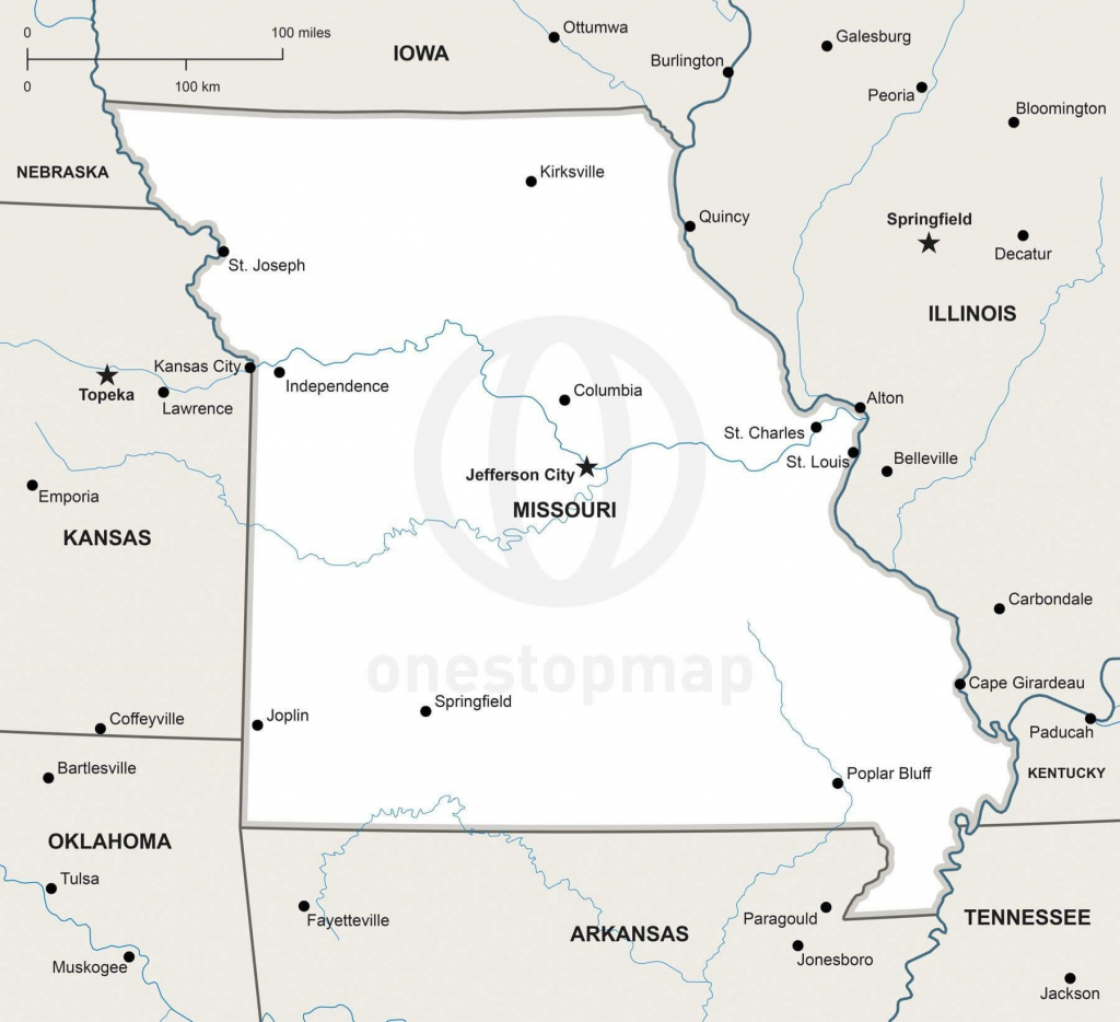 Vector Map Of Missouri Political | One Stop Map in Printable Map Of Missouri